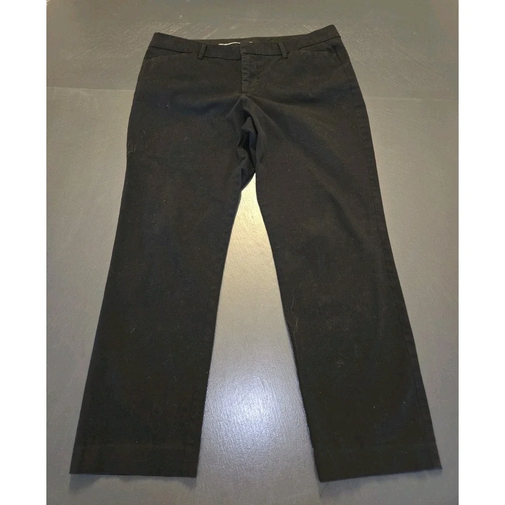 STYLUS Women's Black Dress Pants Cotton Blend Stretch Straight Leg Flat Front